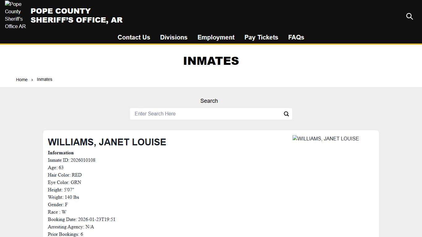 Inmates Pope County Sheriff’s Office AR